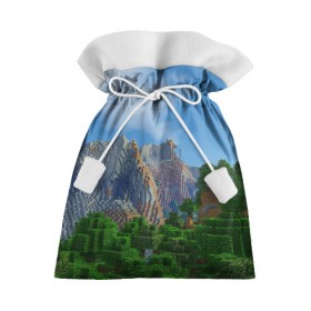 Подарочный 3D мешок с принтом Minecraft в городе Новоалтайск, 100% полиэстер | Размер: 29*39 см | minecraft | гора | горы | дерево | деревья | игра | куб | кубик | кубики | кубические | кубический | кубы | майнкрафт