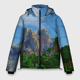 Мужская зимняя куртка 3D с принтом Minecraft в городе Новоалтайск, верх — 100% полиэстер; подкладка — 100% полиэстер; утеплитель — 100% полиэстер | длина ниже бедра, свободный силуэт Оверсайз. Есть воротник-стойка, отстегивающийся капюшон и ветрозащитная планка. 

Боковые карманы с листочкой на кнопках и внутренний карман на молнии. | minecraft | гора | горы | дерево | деревья | игра | куб | кубик | кубики | кубические | кубический | кубы | майнкрафт
