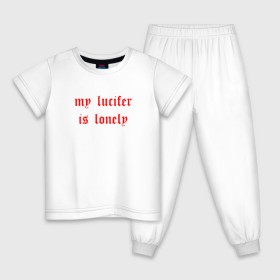 Детская пижама хлопок с принтом Billie Eilish - my lucifer в городе Новоалтайск, 100% хлопок |  брюки и футболка прямого кроя, без карманов, на брюках мягкая резинка на поясе и по низу штанин
 | bad guy | billie eilish | my lucifer is lonely | беляш | беляшик | билли айлиш | бэд гай