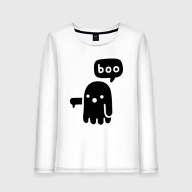 Женский лонгслив хлопок с принтом Boo в городе Новоалтайск, 100% хлопок |  | 19 | 2019 | boo | ghost | halloween | бу | ведьма | зло | картинка | нечисть | приведение | призрак | прикольная | тыква | тьма | ужас | хелловин | хеллоувин | хэллоуин