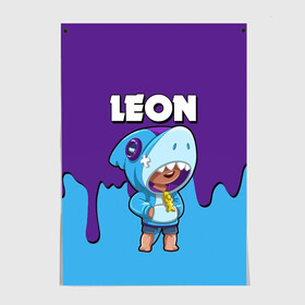 Постер с принтом Brawl Stars Leon Shark в городе Новоалтайск, 100% бумага
 | бумага, плотность 150 мг. Матовая, но за счет высокого коэффициента гладкости имеет небольшой блеск и дает на свету блики, но в отличии от глянцевой бумаги не покрыта лаком | brawl stars | аккаунты brawl stars | взлом brawl stars | леон brawl stars | сервера brawl stars | скачать brawl stars | скачать бесплатно brawl stars