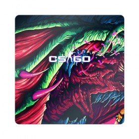 Магнит виниловый Квадрат с принтом CS:GO-HYPER BEAST в городе Новоалтайск, полимерный материал с магнитным слоем | размер 9*9 см, закругленные углы | Тематика изображения на принте: awp | counter strike | cs go | cs go global offensive | hyper beast | skin cs | team cs | команды cs | скины оружия | скоростной зверь | хайпер бист