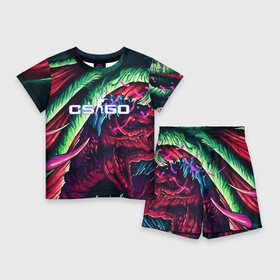 Детский костюм с шортами 3D с принтом CS:GO HYPER BEAST в городе Новоалтайск,  |  | awp | counter strike | cs go | cs go global offensive | hyper beast | skin cs | team cs | команды cs | скины оружия | скоростной зверь | хайпер бист