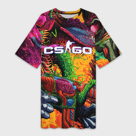 Платье-футболка 3D с принтом CS GO в городе Новоалтайск,  |  | awp | counter strike | cs go | cs go global offensive | hyper beast | skin cs | team cs | команды cs | скины оружия | скоростной зверь | хайпер бист