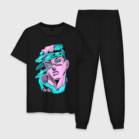 Мужская пижама хлопок с принтом Jojos Bizarre Adventure в городе Новоалтайск, 100% хлопок | брюки и футболка прямого кроя, без карманов, на брюках мягкая резинка на поясе и по низу штанин
 | anime | jojo | senpai | tian | аниме | анимэ | джоджо | ониме | онимэ | сенпай | тян