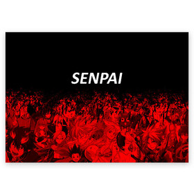Поздравительная открытка с принтом Senpai в городе Новоалтайск, 100% бумага | плотность бумаги 280 г/м2, матовая, на обратной стороне линовка и место для марки
 | senpai | senpai anime | senpai girl | senpai аниме | senpai майка | senpai скачать | senpai текст | senpai толстовка | senpai футболка