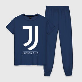 Женская пижама хлопок с принтом JUVENTUS в городе Новоалтайск, 100% хлопок | брюки и футболка прямого кроя, без карманов, на брюках мягкая резинка на поясе и по низу штанин | cr7 | juve | juventus | ronaldo | роналдо | ювентус