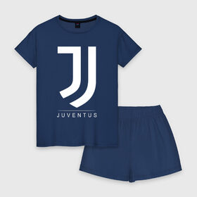 Женская пижама с шортиками хлопок с принтом JUVENTUS в городе Новоалтайск, 100% хлопок | футболка прямого кроя, шорты свободные с широкой мягкой резинкой | cr7 | juve | juventus | ronaldo | роналдо | ювентус