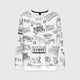 Женский свитшот 3D с принтом Billie Eilish Graffiti Gray в городе Новоалтайск, 100% полиэстер с мягким внутренним слоем | круглый вырез горловины, мягкая резинка на манжетах и поясе, свободная посадка по фигуре | billie | eilish | graffiti | grunge | айлиш | беляш | беляшик | билли | биляш | граффити | татуировки