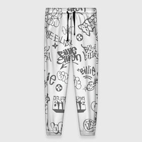 Женские брюки 3D с принтом Billie Eilish Graffiti Gray в городе Новоалтайск, полиэстер 100% | прямой крой, два кармана без застежек по бокам, с мягкой трикотажной резинкой на поясе и по низу штанин. В поясе для дополнительного комфорта — широкие завязки | Тематика изображения на принте: billie | eilish | graffiti | grunge | айлиш | беляш | беляшик | билли | биляш | граффити | татуировки