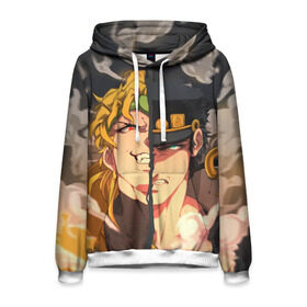 Мужская толстовка 3D с принтом Dio Brando x Jotaro в городе Новоалтайск, 100% полиэстер | двухслойный капюшон со шнурком для регулировки, мягкие манжеты на рукавах и по низу толстовки, спереди карман-кенгуру с мягким внутренним слоем. | jojo | джоджо | джонатан | джостар | манга | невероятные приключения | ранобэ | хамон