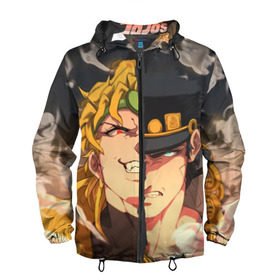 Мужская ветровка 3D с принтом Dio Brando x Jotaro в городе Новоалтайск, 100% полиэстер | подол и капюшон оформлены резинкой с фиксаторами, два кармана без застежек по бокам, один потайной карман на груди | jojo | джоджо | джонатан | джостар | манга | невероятные приключения | ранобэ | хамон