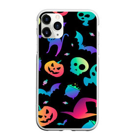 Чехол для iPhone 11 Pro матовый с принтом Rainbow Halloween в городе Новоалтайск, Силикон |  | diy | ghost | halloween | horror | makeup | scary | trick or treat | вампир | ведьма | кошка | луна | магия | новинки | ночь | тыква | хэллоуин