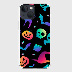 Чехол для iPhone 13 mini с принтом RAINBOW HALLOWEEN | ХЭЛЛУИН в городе Новоалтайск,  |  | diy | ghost | halloween | horror | makeup | scary | trick or treat | вампир | ведьма | кошка | луна | магия | новинки | ночь | тыква | хэллоуин