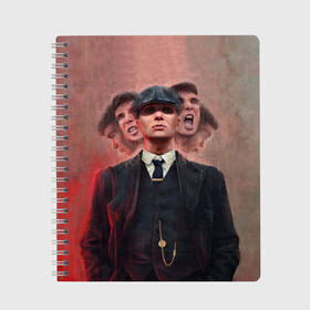 Тетрадь с принтом Peaky Blinders в городе Новоалтайск, 100% бумага | 48 листов, плотность листов — 60 г/м2, плотность картонной обложки — 250 г/м2. Листы скреплены сбоку удобной пружинной спиралью. Уголки страниц и обложки скругленные. Цвет линий — светло-серый
 | Тематика изображения на принте: blinders | peaky | shelby | thomas | козырьки | острые | сериалы | томас | шелби