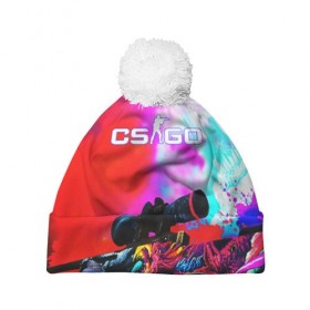 Шапка 3D c помпоном с принтом CS GO в городе Новоалтайск, 100% полиэстер | универсальный размер, печать по всей поверхности изделия | awp | counter strike | cs go | cs go global offensive | hyper beast | skin cs | team cs | команды cs | скины оружия | скоростной зверь | хайпер бист