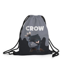 Рюкзак-мешок 3D с принтом BRAWL STARS CROW в городе Новоалтайск, 100% полиэстер | плотность ткани — 200 г/м2, размер — 35 х 45 см; лямки — толстые шнурки, застежка на шнуровке, без карманов и подкладки | android | brawl stars | colt | crow | games | leon | penny | poco. | shelly | spike | wanted | брав | бравл старс | звезды | игры | мобильные игры | старс