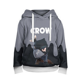Детская толстовка 3D с принтом BRAWL STARS CROW в городе Новоалтайск, 100% полиэстер | двухслойный капюшон со шнурком для регулировки, мягкие манжеты на рукавах и по низу толстовки, спереди карман-кенгуру с мягким внутренним слоем | android | brawl stars | colt | crow | games | leon | penny | poco. | shelly | spike | wanted | брав | бравл старс | звезды | игры | мобильные игры | старс