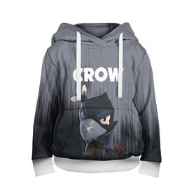 Детская толстовка 3D с принтом BRAWL STARS CROW в городе Новоалтайск, 100% полиэстер | двухслойный капюшон со шнурком для регулировки, мягкие манжеты на рукавах и по низу толстовки, спереди карман-кенгуру с мягким внутренним слоем | android | brawl stars | colt | crow | games | leon | penny | poco. | shelly | spike | wanted | брав | бравл старс | звезды | игры | мобильные игры | старс
