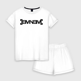 Женская пижама с шортиками хлопок с принтом Eminem в городе Новоалтайск, 100% хлопок | футболка прямого кроя, шорты свободные с широкой мягкой резинкой | emenem | eminem | hip hop | hiphop | kamikaze | marshal mathers | marshall | marshall mathers | rap | rap god | revival | slim shadi | slim shady | venom | еминем | олдскул | реп | рэп | хипхоп | эминем