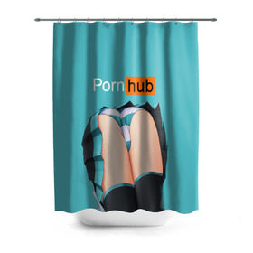 Штора 3D для ванной с принтом PORN HUB в городе Новоалтайск, 100% полиэстер | плотность материала — 100 г/м2. Стандартный размер — 146 см х 180 см. По верхнему краю — пластиковые люверсы для креплений. В комплекте 10 пластиковых колец | логотип | пошлое