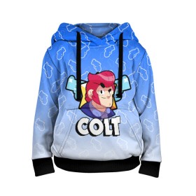 Детская толстовка 3D с принтом BRAWL STARS COLT в городе Новоалтайск, 100% полиэстер | двухслойный капюшон со шнурком для регулировки, мягкие манжеты на рукавах и по низу толстовки, спереди карман-кенгуру с мягким внутренним слоем | android | brawl stars | colt | crow | games | leon | penny | poco. | shelly | spike | wanted | брав | бравл старс | звезды | игры | мобильные игры | старс