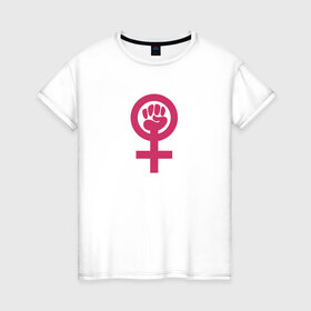 Женская футболка хлопок с принтом Womanpower в городе Новоалтайск, 100% хлопок | прямой крой, круглый вырез горловины, длина до линии бедер, слегка спущенное плечо | logo | woman | womanpower | женские | женский | женское | знак | знаки | значёк | феминизм | феминистка