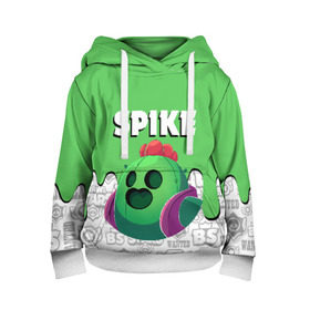 Детская толстовка 3D с принтом BRAWL STARS SPIKE в городе Новоалтайск, 100% полиэстер | двухслойный капюшон со шнурком для регулировки, мягкие манжеты на рукавах и по низу толстовки, спереди карман-кенгуру с мягким внутренним слоем | Тематика изображения на принте: android | brawl stars | colt | crow | games | leon | penny | poco. | shelly | spike | wanted | брав | бравл старс | звезды | игры | мобильные игры | старс