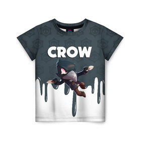 Детская футболка 3D с принтом BRAWL STARS CROW в городе Новоалтайск, 100% гипоаллергенный полиэфир | прямой крой, круглый вырез горловины, длина до линии бедер, чуть спущенное плечо, ткань немного тянется | brawl stars | bull | colt | crow | leon | stars | берли | бо | брок | ворон | джесси | динамайк | дэррил | кольт | леон | мортис | нита | пайпер | пенни | поко | пэм | рикошет | спайк | фрэнк | шелли | эль примо