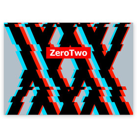 Поздравительная открытка с принтом Darling In The Franxx ZT в городе Новоалтайск, 100% бумага | плотность бумаги 280 г/м2, матовая, на обратной стороне линовка и место для марки
 | 02 | anime | darling in the franxx | hiro | manga | zero two | аниме | ахегао | любимый во франксе | манга | милый во франксе | ноль два | хиро