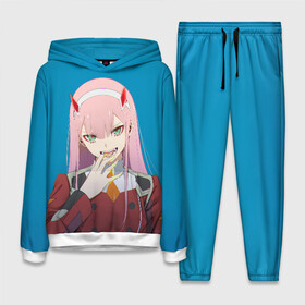 Женский костюм 3D (с толстовкой) с принтом Darliing on blue в городе Новоалтайск,  |  | 02 | anime | darling in the franxx | hiro | manga | zero two | аниме | ахегао | любимый во франксе | манга | милый во франксе | ноль два | хиро