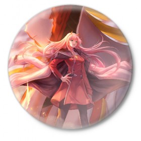 Значок с принтом Darling In The Franxx в городе Новоалтайск,  металл | круглая форма, металлическая застежка в виде булавки | Тематика изображения на принте: 02 | anime | darling in the franxx | hiro | manga | zero two | аниме | ахегао | любимый во франксе | манга | милый во франксе | ноль два | хиро