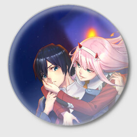 Значок с принтом Darling In The Franxx в городе Новоалтайск,  металл | круглая форма, металлическая застежка в виде булавки | Тематика изображения на принте: 02 | anime | darling in the franxx | hiro | manga | zero two | аниме | ахегао | любимый во франксе | манга | милый во франксе | ноль два | хиро