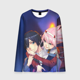 Мужской лонгслив 3D с принтом Darling In The Franxx в городе Новоалтайск, 100% полиэстер | длинные рукава, круглый вырез горловины, полуприлегающий силуэт | 02 | anime | darling in the franxx | hiro | manga | zero two | аниме | ахегао | любимый во франксе | манга | милый во франксе | ноль два | хиро