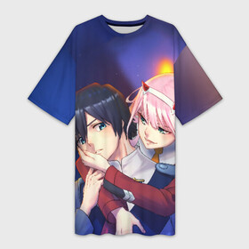 Платье-футболка 3D с принтом Darling pair в городе Новоалтайск,  |  | 02 | anime | darling in the franxx | hiro | manga | zero two | аниме | ахегао | любимый во франксе | манга | милый во франксе | ноль два | хиро