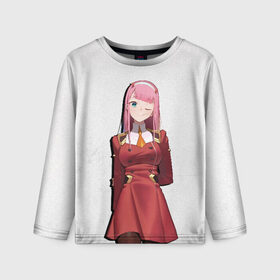 Детский лонгслив 3D с принтом Darling In The Franxx в городе Новоалтайск, 100% полиэстер | длинные рукава, круглый вырез горловины, полуприлегающий силуэт
 | 02 | anime | darling in the franxx | hiro | manga | zero two | аниме | ахегао | любимый во франксе | манга | милый во франксе | ноль два | хиро