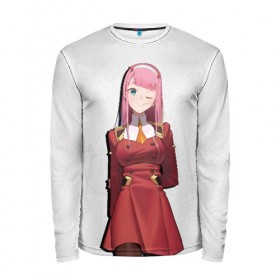 Мужской лонгслив 3D с принтом Darling In The Franxx в городе Новоалтайск, 100% полиэстер | длинные рукава, круглый вырез горловины, полуприлегающий силуэт | 02 | anime | darling in the franxx | hiro | manga | zero two | аниме | ахегао | любимый во франксе | манга | милый во франксе | ноль два | хиро