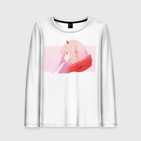 Женский лонгслив 3D с принтом Darling In The Franxx в городе Новоалтайск, 100% полиэстер | длинные рукава, круглый вырез горловины, полуприлегающий силуэт | 02 | anime | darling in the franxx | hiro | manga | zero two | аниме | ахегао | любимый во франксе | манга | милый во франксе | ноль два | хиро
