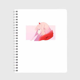 Тетрадь с принтом Darling In The Franxx в городе Новоалтайск, 100% бумага | 48 листов, плотность листов — 60 г/м2, плотность картонной обложки — 250 г/м2. Листы скреплены сбоку удобной пружинной спиралью. Уголки страниц и обложки скругленные. Цвет линий — светло-серый
 | Тематика изображения на принте: 02 | anime | darling in the franxx | hiro | manga | zero two | аниме | ахегао | любимый во франксе | манга | милый во франксе | ноль два | хиро
