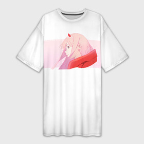 Платье-футболка 3D с принтом Ноль два профиль в городе Новоалтайск,  |  | 02 | anime | darling in the franxx | hiro | manga | zero two | аниме | ахегао | любимый во франксе | манга | милый во франксе | ноль два | хиро