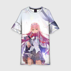 Детское платье 3D с принтом Darling In The Franxx в городе Новоалтайск, 100% полиэстер | прямой силуэт, чуть расширенный к низу. Круглая горловина, на рукавах — воланы | 02 | anime | darling in the franxx | hiro | manga | zero two | аниме | ахегао | любимый во франксе | манга | милый во франксе | ноль два | хиро