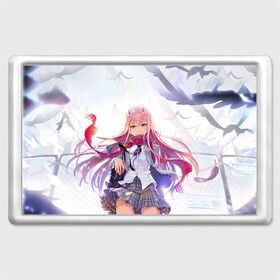 Магнит 45*70 с принтом Darling In The Franxx в городе Новоалтайск, Пластик | Размер: 78*52 мм; Размер печати: 70*45 | Тематика изображения на принте: 02 | anime | darling in the franxx | hiro | manga | zero two | аниме | ахегао | любимый во франксе | манга | милый во франксе | ноль два | хиро