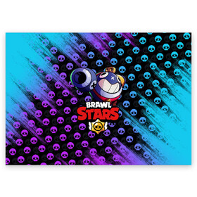 Поздравительная открытка с принтом Brawl Stars в городе Новоалтайск, 100% бумага | плотность бумаги 280 г/м2, матовая, на обратной стороне линовка и место для марки
 | Тематика изображения на принте: brawl | brawl stars | crow | leon | stars | бравл | бравл старс | браво старс | игра | компьютерная | кров | леон | онлайн | старс