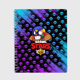 Тетрадь с принтом Brawl Stars в городе Новоалтайск, 100% бумага | 48 листов, плотность листов — 60 г/м2, плотность картонной обложки — 250 г/м2. Листы скреплены сбоку удобной пружинной спиралью. Уголки страниц и обложки скругленные. Цвет линий — светло-серый
 | brawl | brawl stars | crow | leon | stars | бравл | бравл старс | браво старс | игра | компьютерная | кров | леон | онлайн | старс