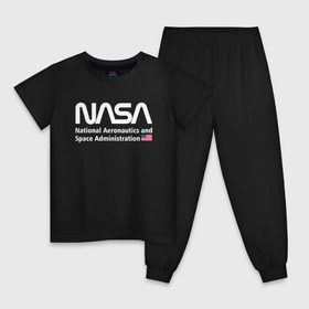 Детская пижама хлопок с принтом NASA в городе Новоалтайск, 100% хлопок |  брюки и футболка прямого кроя, без карманов, на брюках мягкая резинка на поясе и по низу штанин
 | Тематика изображения на принте: alien | area 51 | nasa | space x | ufo | америка | американский | астронавт | звезды | земля | зона 51 | инопланетянин | космонавт | космос | луна | марс | наса | нло | планета | пришельцы | ракета | роскосмос | созвездие