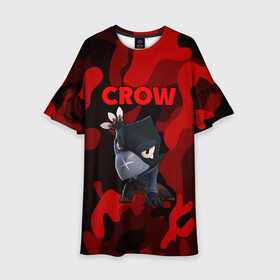 Детское платье 3D с принтом Brawl Stars CROW в городе Новоалтайск, 100% полиэстер | прямой силуэт, чуть расширенный к низу. Круглая горловина, на рукавах — воланы | brawl | brawl stars | crow | leon | stars | бравл | бравл старс | браво старс | игра | компьютерная | кров | леон | онлайн | старс
