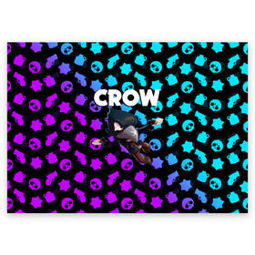 Поздравительная открытка с принтом BRAWL STARS CROW в городе Новоалтайск, 100% бумага | плотность бумаги 280 г/м2, матовая, на обратной стороне линовка и место для марки
 | brawl stars | bull | colt | crow | leon | stars | берли | бо | брок | ворон | джесси | динамайк | дэррил | кольт | леон | мортис | нита | пайпер | пенни | поко | пэм | рикошет | спайк | фрэнк | шелли | эль примо