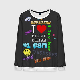 Мужской свитшот 3D с принтом Billie Eilish fan в городе Новоалтайск, 100% полиэстер с мягким внутренним слоем | круглый вырез горловины, мягкая резинка на манжетах и поясе, свободная посадка по фигуре | billie | eilish | айлиш | билли