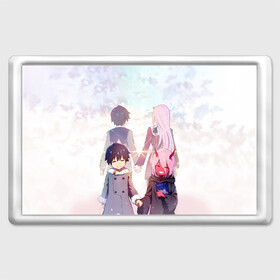 Магнит 45*70 с принтом Darling In The Franxx в городе Новоалтайск, Пластик | Размер: 78*52 мм; Размер печати: 70*45 | 02 | anime | darling in the franxx | hiro | manga | zero two | аниме | ахегао | любимый во франксе | манга | милый во франксе | ноль два | хиро