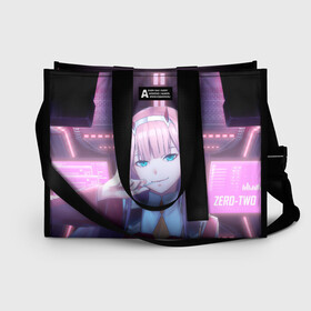 Сумка-шоппер 3D с принтом Darling In The Franxx в городе Новоалтайск, 100% полиэстер | застегивается на металлическую кнопку; внутренний карман застегивается на молнию. Стенки укреплены специальным мягким материалом, чтобы защитить содержимое от несильных ударов
 | 02 | anime | darling in the franxx | hiro | manga | zero two | аниме | ахегао | любимый во франксе | манга | милый во франксе | ноль два | хиро